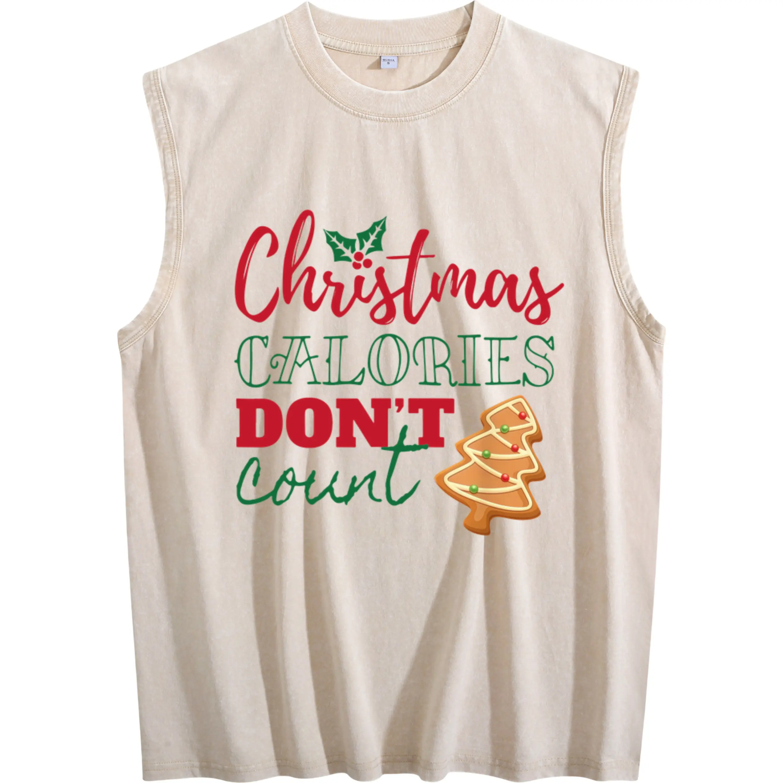 Funny Christmas Sleeveless Vest – 'Calories Don't Count' Holiday Humor Top