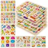 Wooden Peg Puzzle for Toddlers, 6 Pack Toddler Puzzles Set for 3 4 5 Years Old (Alphabet Number Shape Animal Dinosaur Vehicle), Preschool Education Learning Puzzle Toys for Girls and Boys