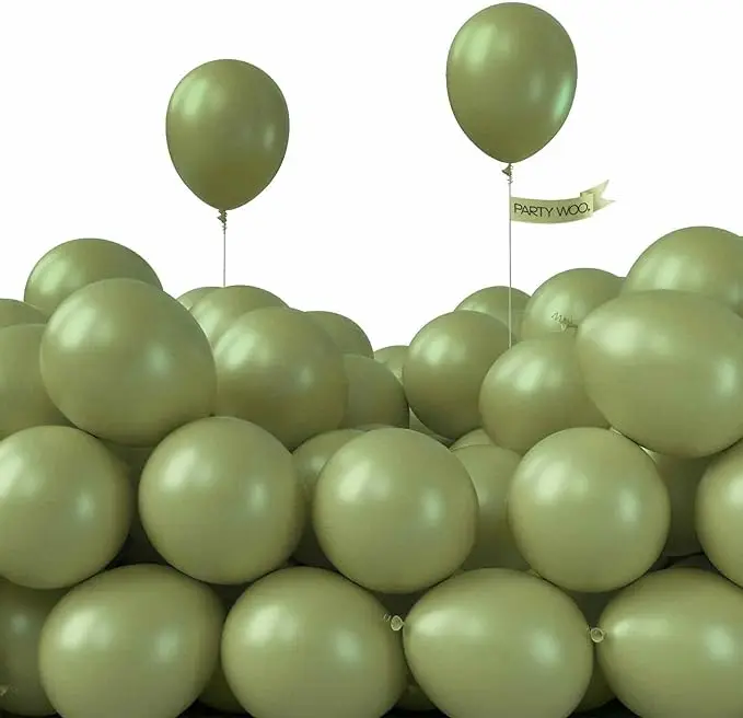 PartyWoo Sage Green Balloons 100pcs 5 Inch Olive Boho Green Latex Balloons for Birthday Baby Shower Graduation Wedding Dinosaur Jungle Golf Football Baseball Theme Party Decorations Green-F11