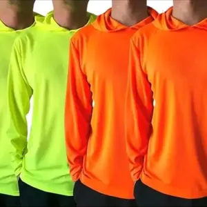 4 SHIRT BUNDLE Hi Vis Long Sleeve Safety Shirt With Hoodie, Quick Dry Polyester Birdeye mesh / Ultra lightweight hoodie shirt Reflective Thin Pullover Long sleeves. Menswear Garment Outdoor Sweat Outerwear Underwear Uniforms Work wear  Tops