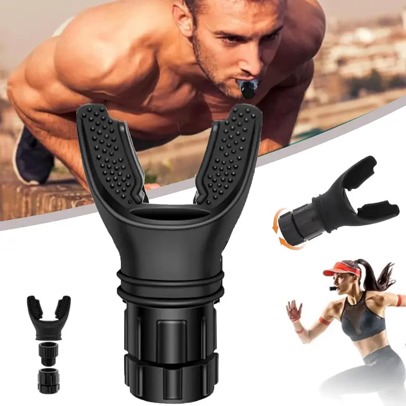 Respiratory Muscle Trainer Exercise Trainer with Adjustable Resistance Portable Easy to Clean Perfect for Fitness Yoga Swimming Outdoor Activities Black White - Daily Routine Enhancement