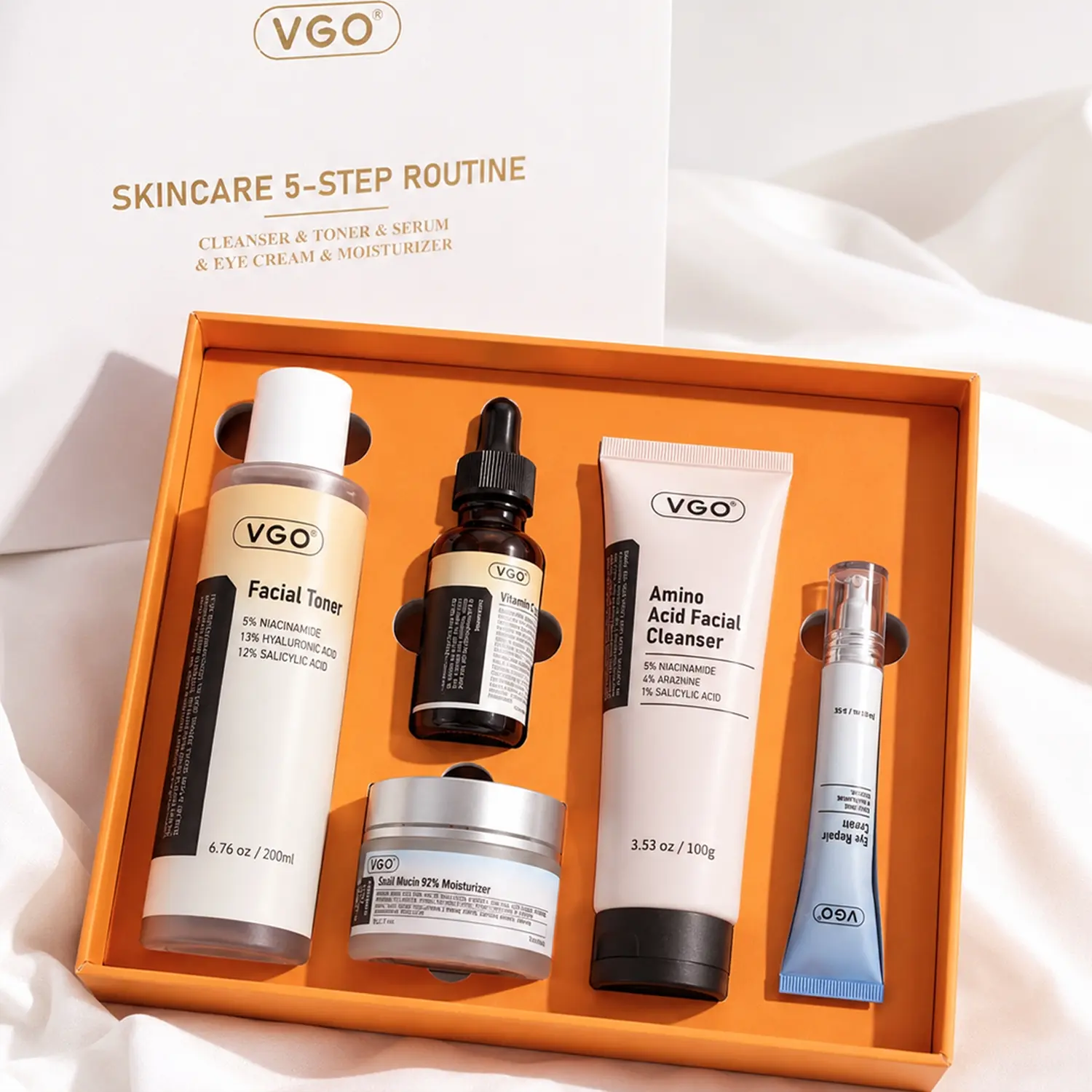 VGO Skincare 5-step Rountine Skincare Set All-in-One Simple Care Facial Care -B