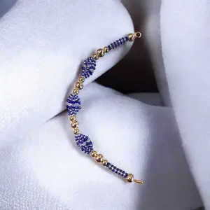 Yemaya Orisha Ilde Santo Pulvera Guerrero Santeria Yoruba Ifa Blue and Gold Beaded Bracelet for Cultural Wear 8 Inch Spiritual Accessory