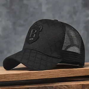 [Luxury mesh baseball hat] mens baseball hat-light luxury fashion visor mesh breathable trend cap