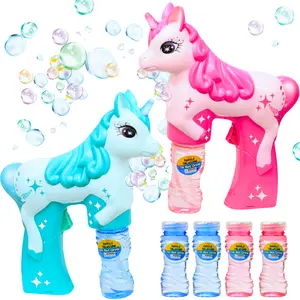 2-Pack Unicorn Bubble Gun, Automatic Bubble Blower & Maker for Toddlers & Kids, Battery-Powered Bubble Shooter for Boys & Girls | Ready to Play – Includes Batteries & Bubble Solution