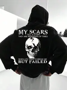 Men's Halloween Outfits Hoodie Skeleton Print Pocket Hoodie Regular Fit Casual Drop Shoulder Long Sleeve Hooded Sweatshirt Men's Fall & Winter Clothes
