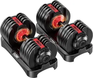 Transform your workouts in seconds with the TYZDMY Adjustable Dumbbells Set.  Designed for modern home fitness, this 15-in-1 adjustable dumbbell system replaces multiple weights in one compact design. Easily switch resistance levels for strength training,
