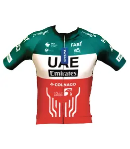 Men's Fitted Cut Mexico UAE Team Emirates Short-Sleeve Cycling Jersey with Back Pocket, Celebrating the First Mexican Rider in UAE Team Emirates