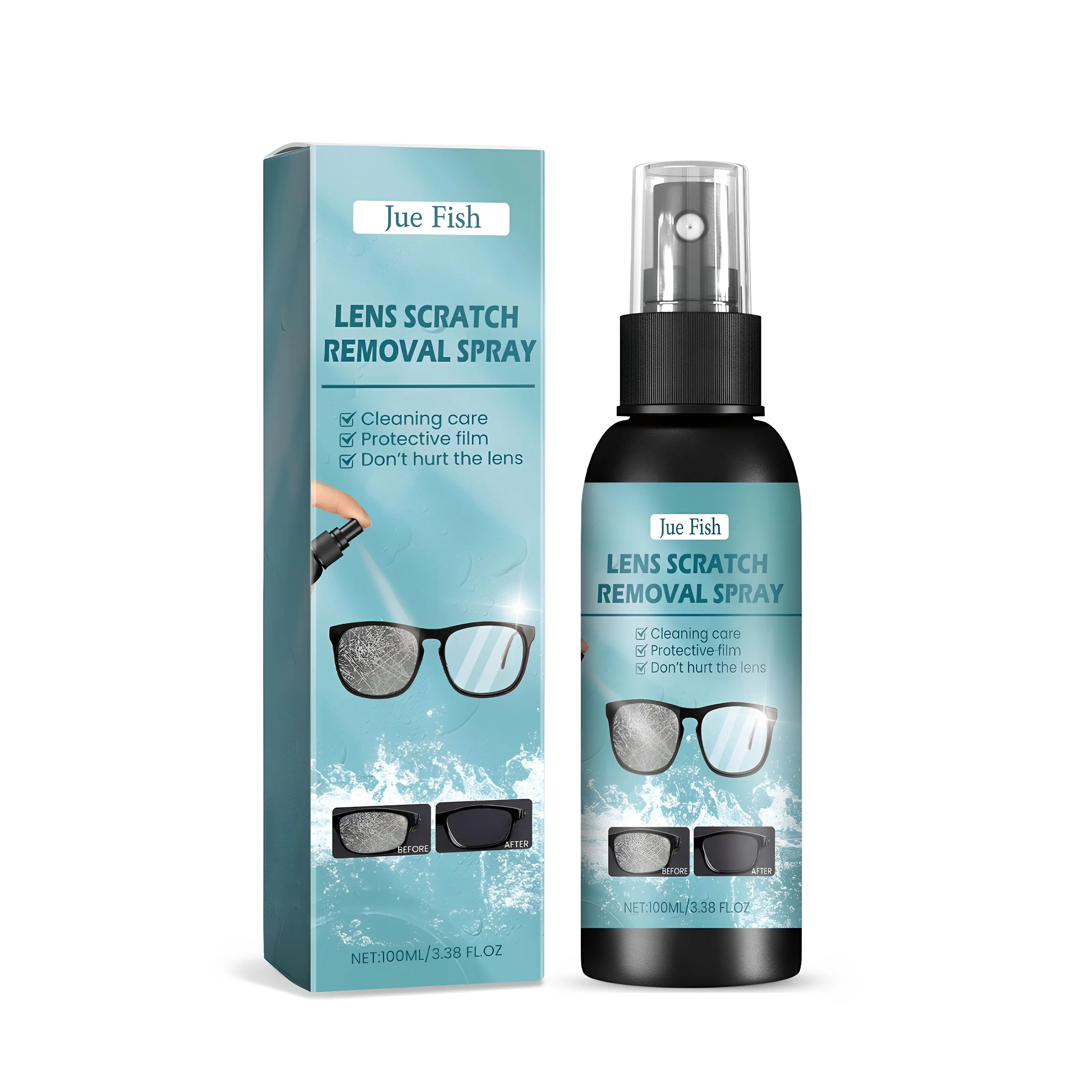 Nano Lens Scratch Remover Cleaner Spray - Powerful Pure Deep Cleaning Curing Agent for Glass Buffing, Renovation, Household Glasses Care, Oil Removal