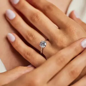 The Classic Wove Solitaire 2ct Certified Round Cut Diamond Ring, Lab Grown Diamond Engagement Ring, 14KT, 18KT, Plat, Handmade