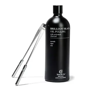 Charcoal Oil Pulling + Stainless Steel Tongue Scraper Bundle