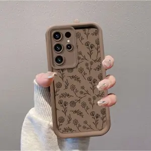 Simple Small Floral Pattern Protective Case for Samsung S25 S24 S23 S22 S21 Ultra S23 S21 S20FE S21 S22 S23 S24 S25 Plus/A33 5G A53 5G Transparent Anti-Fall Full Cover Mobile Phone Case Protection Cellphone