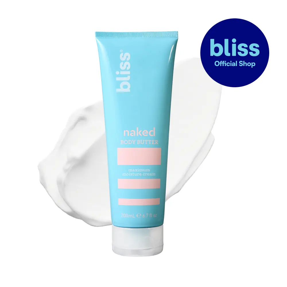 Bliss - Naked Body Butter - Unscented - Maximum Moisture Cream - 6.7 Fl Oz - Daily Moisturizer for Women & Men - Fragrance Free - Vegan and Cruelty Free