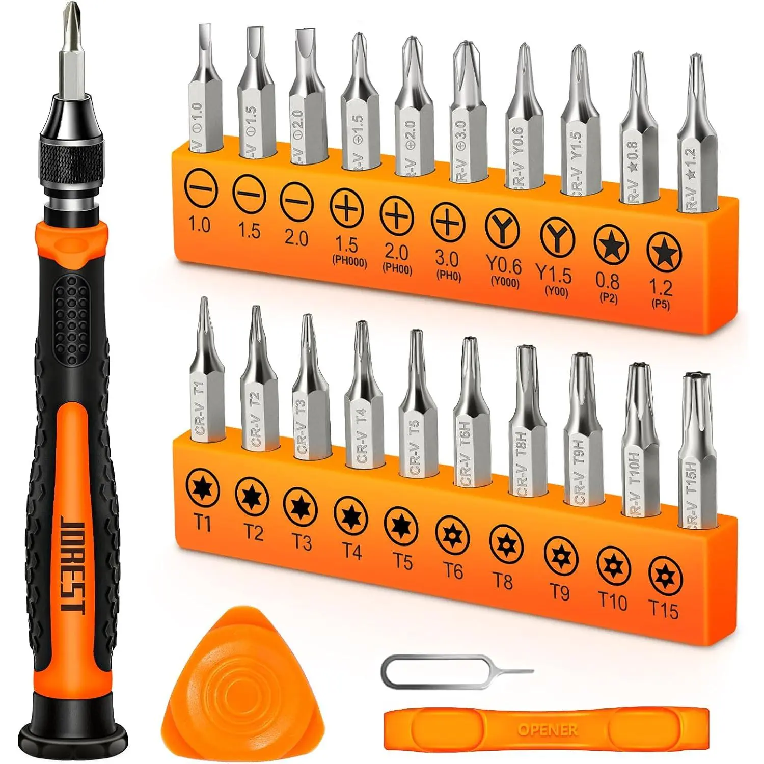 24pcs High-Quality CR-V Small Precision Screwdriver Set - Torx T5-T6-T8-T9, Y00, Star P5, Non-Slip Design, Double-Ended Spudger Mini Repair Tool Kit for iPhone Users, PS5, Wii Electronics