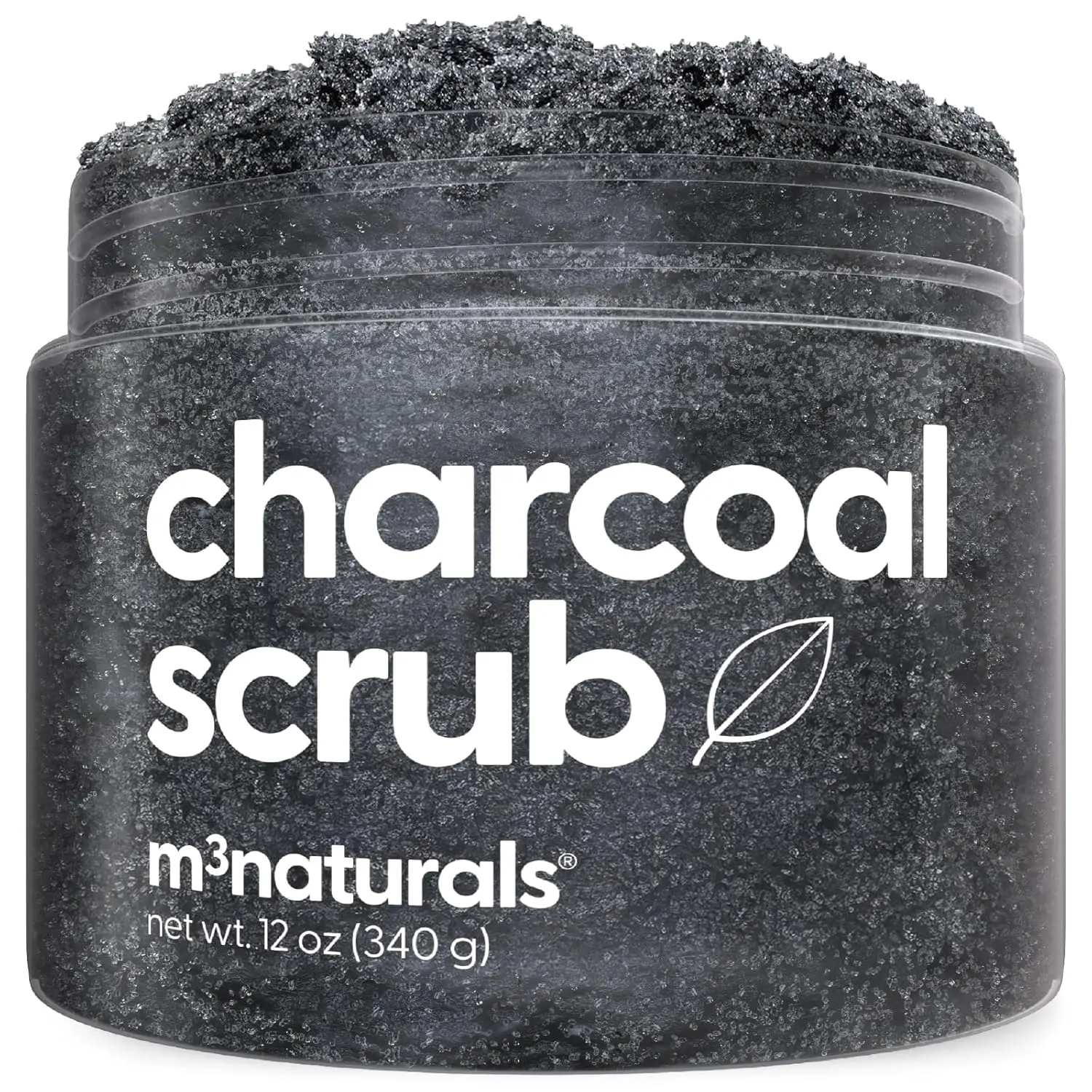 M3 Exfoliating Charcoal Body Scrub with Collagen & Stem Cells, 12 oz | Body-Toning Scrub to Help Smooth the Appearance of Cellulite & Detox Armpits | Skin-Smoothing Exfoliant for Face, Feet & Body