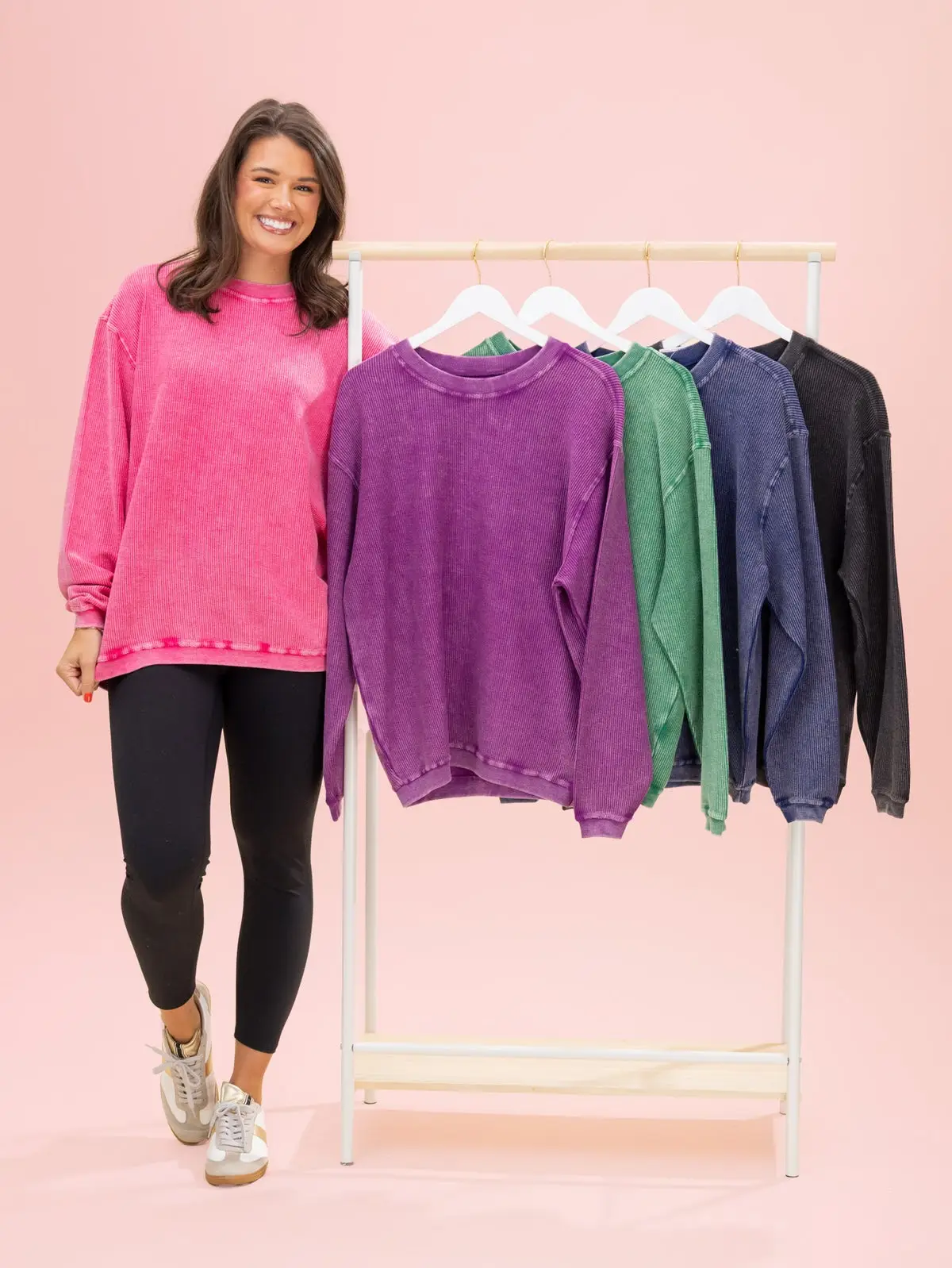 100% Cotton Washed Ribbed Pullover by DD Design | S-3X