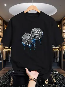 new stylDice Premium Print Crew Neck Men'S Fun T-Shirt Comfortable Trendy Cotton Stretch Summer Outdoors Perfect Street Style Stretchy Crew Neck Gifting Options Casual Pattern Men'S Summer Outdoor Clothing Black