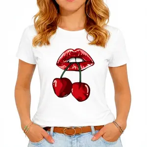Cherry New Women'S Printed T-shirt, Short Sleeves, Four Seasons Can Be Worn for Outdoor, Home, Sports Top Gift