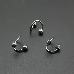 Titanium Steel S Rod Lip Ring Lip Stud Earbone Stud Lip Stud Round Head Pointed Cone Head Human Body Puncture Jewelry Stainless Steel