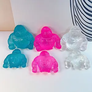 Transparent Gorilla Squishy Toy 2 Pack, Soft TPR Animal Fidget Toy Set for Desk Play and Stress Relief
