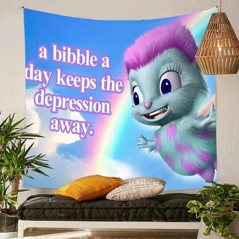 Cartoon Monster Pattern Polyester Tapestry - 1 Count Everyday Casual Wall/Bed Cover, Machine Washable Hanging Blanket for Living Room, Bedroom Home Decor