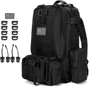 Large Military Tactical Backpack for Men, 40-50L Black Military Backpack for Men and Women, Bug out Bag Army 3 Days Assault Pack Bag Rucksack with Molle System