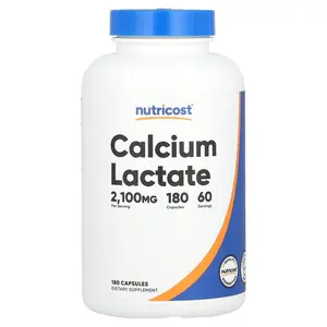 Nutricost Calcium Lactate, 180 Capsules (700 mg per Capsule)