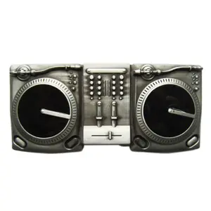 Antique Silver CD Turntables Enamel Music Belt Buckle