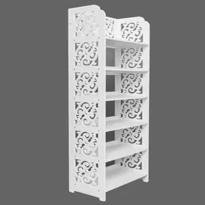 6-Tier Wood-Plastic Shoe Rack for Living Room/Bedroom - Waterproof, Easy to Assemble, Space-Saving Storage for Shoes, Plants & More - White, Stable Design,4/5/6 Tier White Shoe Rack
