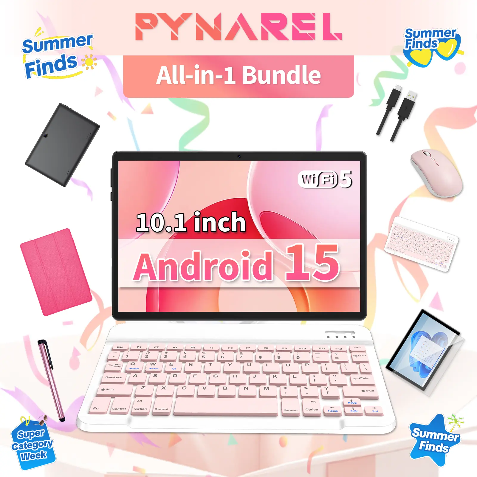 【SummerTurnUp】2026 Android 15 Tablet package-All in 1, Gift Bundle with Keyboard, Mouse, Stylus & Case, for family entertainment, Easy Setup for Family, Portable for Travel & Outdoor Fun summerwins, Streaming & Campus Life, Back to school
