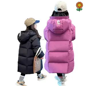 DZP-Girls' Mid-Length Hooded Padded Jacket for Cold Weather in 2025 Winter Thickened Windproof Sweet Cropped Applique Bomber Autumn tornado costume girl Light Up cheetah print outfits black mermaid jeans comfy school purple star top baby tee baggy pants f