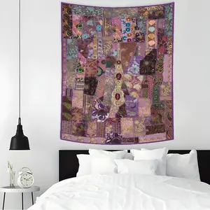Patchwork Floral Pattern Design Large Tapestry Wall Hanging, Multiple Sizes Polyester Fabric for Wall Decoration, Easy to Clean and Maintain. Soft and Durable Material, Suitable for Living rooms, Bedrooms, Homes and Parties.