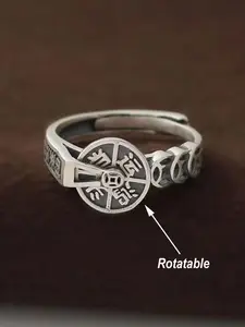 Fortune Rotating Copper Coin Ring - Chinese Good Luck Charm, Spinning Mechanism with Ancient Chinese Coin, Unisex Vintage Jewelry for &, Couple Matching Gift, Best Friend Accessory