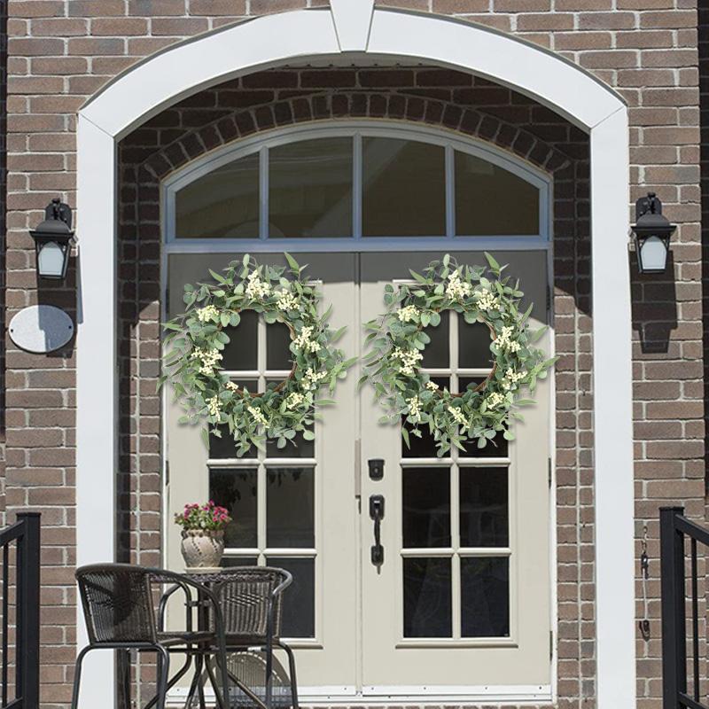 1pcs Timeless White Peony Wreath with Green Leaves – Versatile Fall and Winter Wreath for Halloween, Thanksgiving, Christmas | Sturdy Plastic Outdoor Holiday Decor