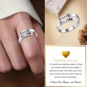 I Fcking Love You Ring by Hope Rings  – Adjustable Couples with Gift Box & Message Card – Tarnish Free Jewelry – Romantic Gift for Girlfriend or Boyfrie