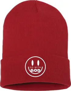 Embroidered Beanie-Red