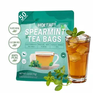 Holeaf Spearmint Tea 50 Bags. 100% Natural, All‑Day Freshness & Energy. Refreshing & Boost Energy, Digest Support, Caffeine Free.