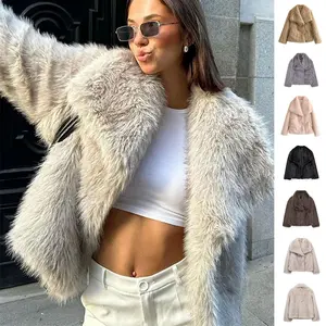 Winter Plush Coat Fashion Thicken Lapel Outwear Casual Long Sleeve Tops Womens Clothing Does not apply