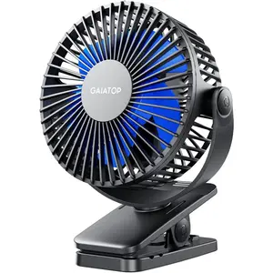 Gaiatop Portable Clip on Fan Battery Operated, Small Powerful 3 Speed Quiet 360° Rotate, USB Rechargeable Mini Personal Cooling Fan for Desk Table Home Office Stroller Camping Women Gifts Black Blue