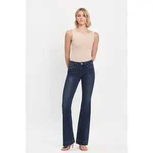 Lovervet Mid Rise Dark Wash Full Length Flare Jeans