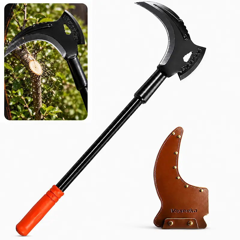 Vaseeka 2-in-1 Heavy-Duty Manganese Steel Garden Pruning Tool, 20-in Wood Handle Cutter for Weeding, Branch Cutting & Outdoor Lawn Maintenance Tasks protective sheath Garden Pruners Tree Branch Cutter