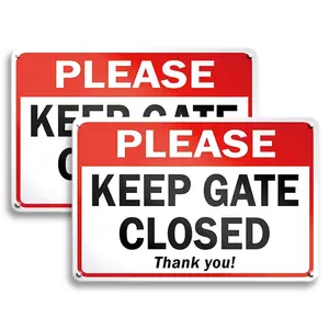 2pcs/set Please Keep Gate Closed Sign 12 X 8 Inches Rectangle Shape Tin Plate Metal Sign Fade Resistant Indoor/Outdoor Use Outdoor Plaques Home Decor Products