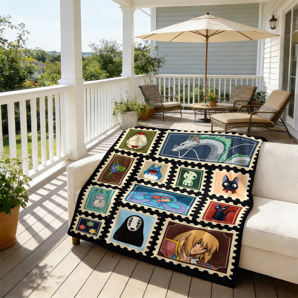 Studio Ghibli Anime Blanket Soft Funny Throw Blanket Cozy Lightweight Plush Portable Cover Blanket For Sofa,Warm Gift For Birthday,Christmas,Multiple Blanket Suitable for all four seasons cozy flannel blanket