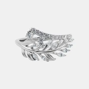 【743】Valentine's Flash Cubic Zirconia Lvy Vine Tension-Set Ring