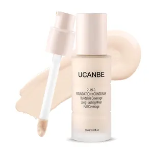 UCANBE 2-IN-1 Foundation + Concealer, Full Coverage Long-Lasting Matte Makeup for Normal, Combination and Oily Skin, Buildable Waterproof Formula with Hyaluronic Acid 01 Fair Ivory