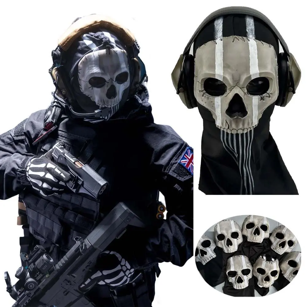 Unisex COD Ghost Skull Mask - Tactical Ghost Operator Creative Face Cover, COD 16 Simon Riley Cosplay Accessory, Adult Halloween Party & Outdoor Game Gear