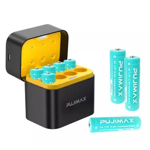 PUJIMAX 8 PCS AA 1.5V Rechargeable Lithium-ion Batteries 3400mWh + Charging Case PUJIMAX 8 PCS AA 1.5V Rechargeable Lithium-ion Batteries 3400mWh + Charging Case