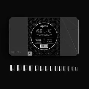 Aprés Gel-X Square Natural & Sculpted 600 Tips Box 14 Sizes Half Sizes for Bold Elegance Precision Nail Art with Soft Gel Material