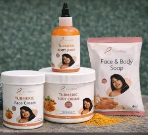 Turmeric Face & Body Skin Care Set- Glow Soap & Cream (Exfoliating)