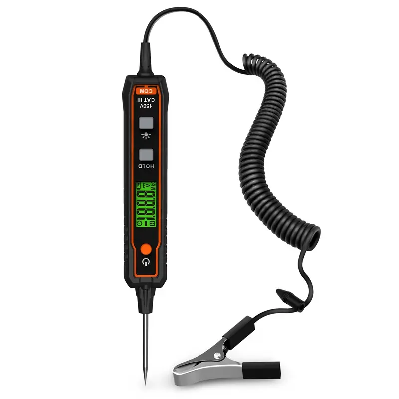 POROMETISTO-VT01A 0.8-100V DC Smart Car Circuit Tester, Digital Automotive Tester, Voltage Tester with Auto-Identification, with Buzzer, Flashlight, Backlight & Data Hold, Sharp Probe for Fuses & Polarity Check, Voltage Check Tool